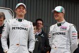 Michael Schumacher and Nico Rosberg. Presentation Formula 1 2011 Mercedes GP PETRONAS MGP W02. F1 wallpaper 2011 (HIGH RESOLUTION PHOTO)