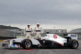Kamui Kobayashi and Sergio Perez. Presentation Formula 1 Sauber C30. F1 wallpaper 2011 (HD PHOTO)